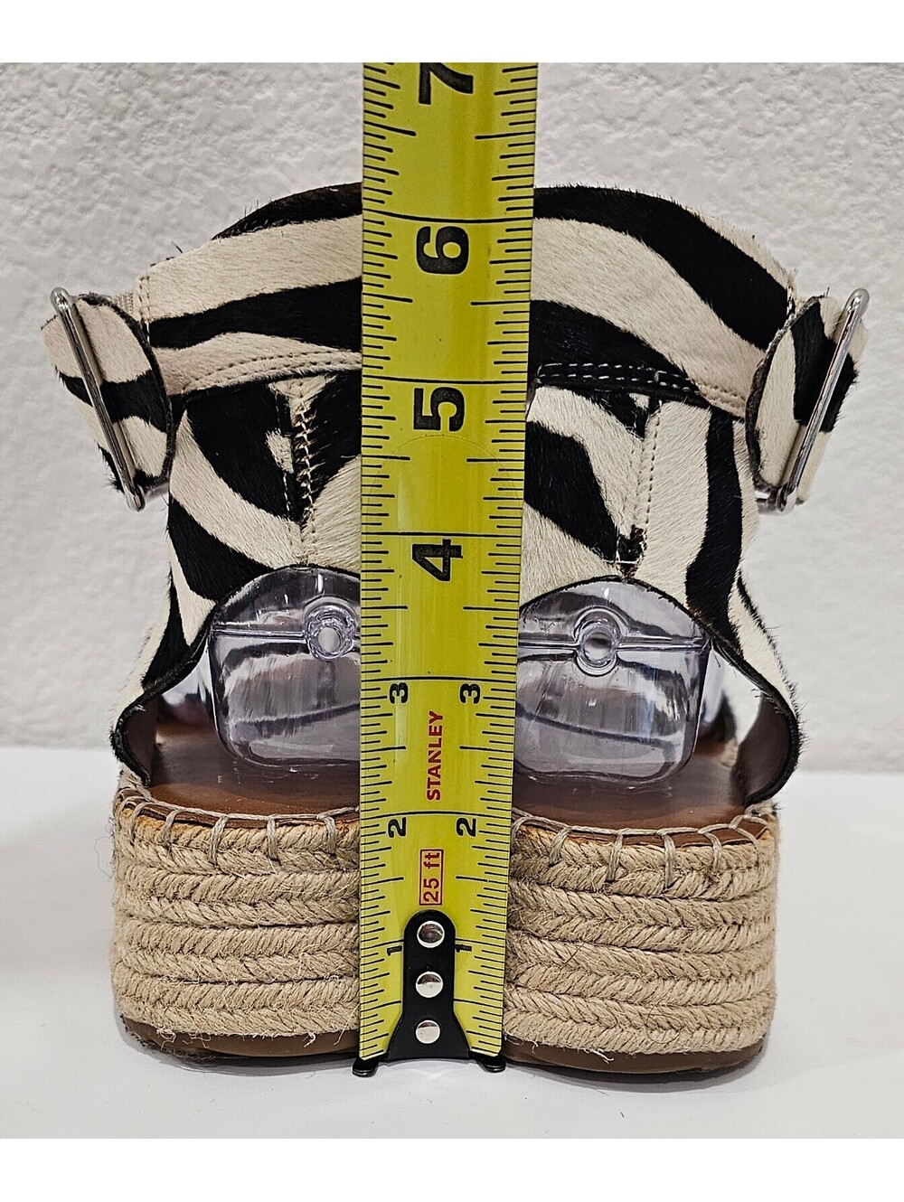 Franco Sarto Marona Zebra Haircalf Espadrille Platform Sandals Women’s 7M - Picture 5 of 14